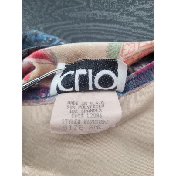 VTG 90's CLIO Floral Velvet Rhinestone Bell Sleeve Top Sz S Boho Artsy Eclectic - Picture 6 of 10